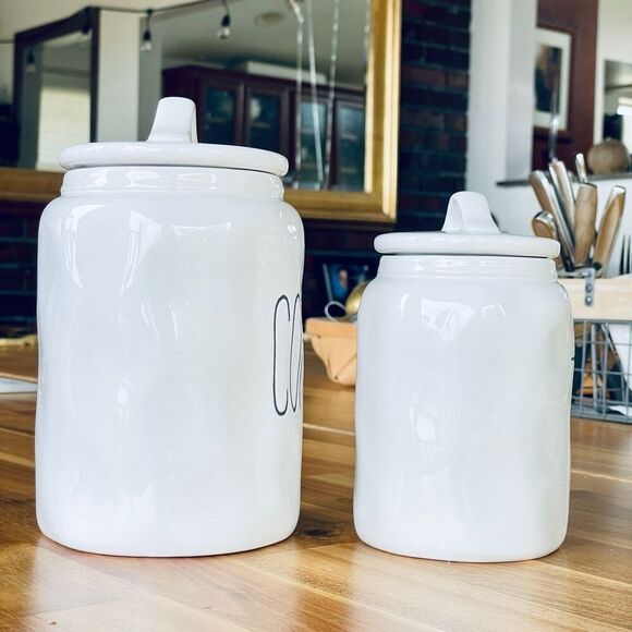 NWT Gorgeous TEA & COFFEE w/ Dimples  White & Black Glossy Ceramic Canister Set - Picture 4 of 16